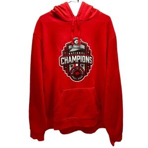 Georgia Bulldogs Champions 2021-22 Hoodie Men's Red 2XL Fanatics Hooded Top READ